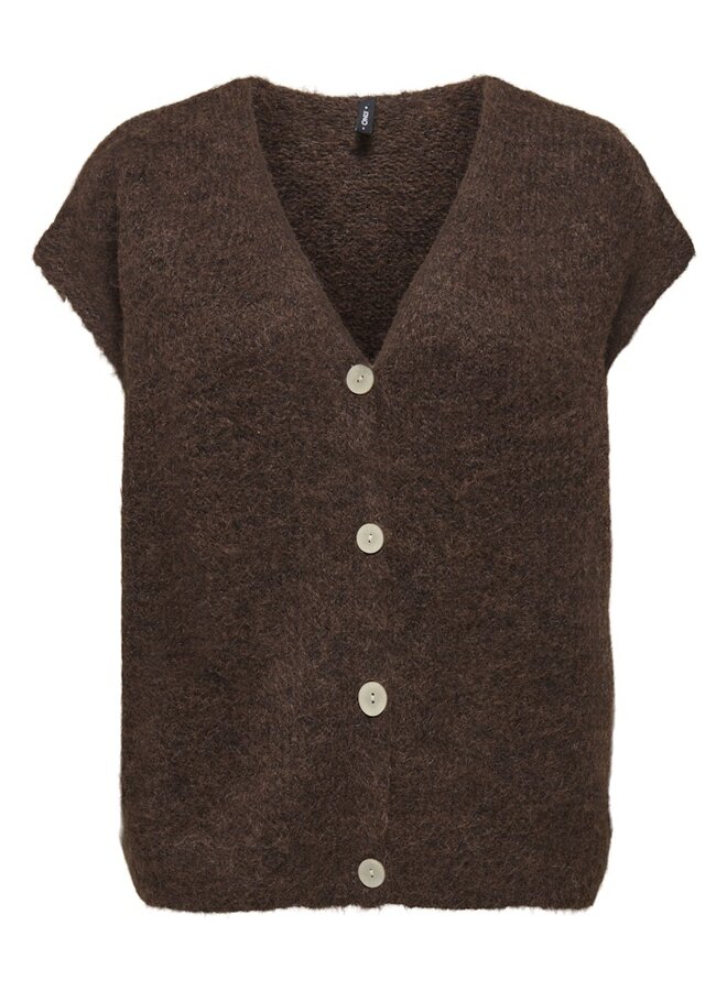 Only Gebreid Gilet ONLAZU 15357220 - Seal Brown