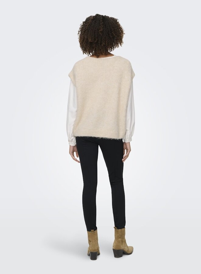 Only Gebreid Gilet ONLAZU 15357220 - Sandshell