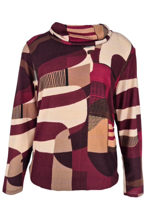 FOS Fashion Trui Met Col 7619 Nico Aquarel - 605 Bordeaux