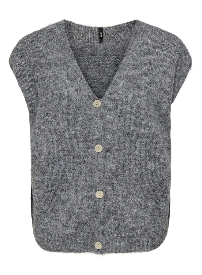 Only Gebreid Gilet ONLAZU 15357220 - Dark Grey Melange