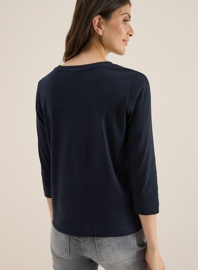 Cecil T-Shirt Rib 323887 - 16831 Urban Dark Blue