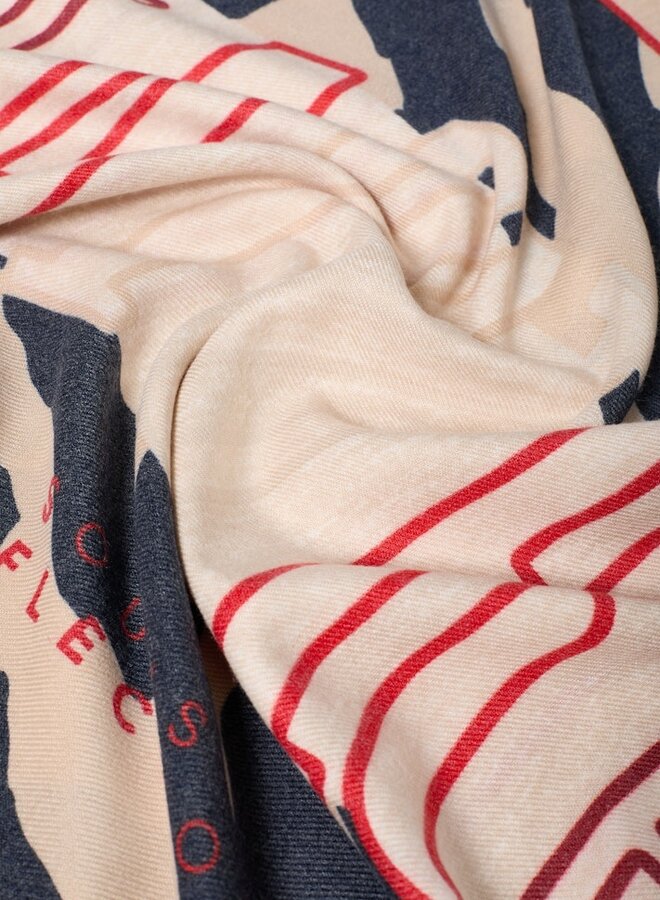 Cecil Cozy Print Sjaal B572903- 36953 Fiery Red