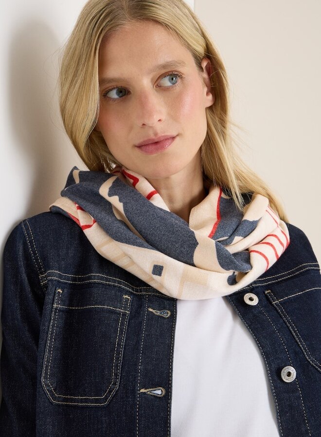 Cozy Print Sjaal B572903- 36953 Fiery Red