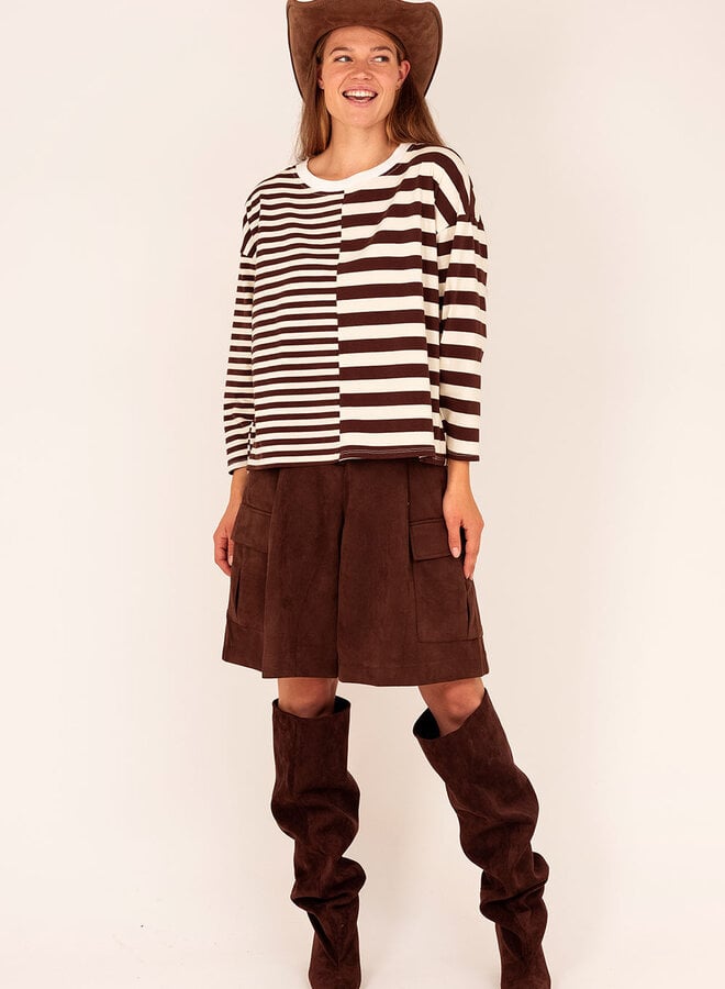 Trui Longsleeve 13423 Streep - Bruin