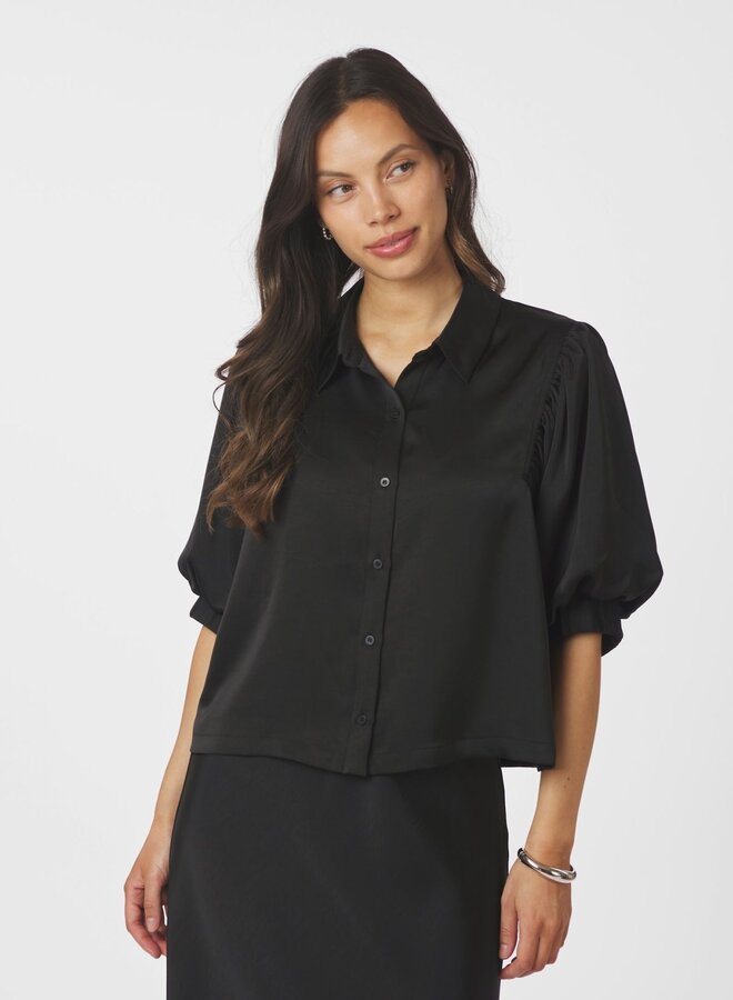 Top 167036 Etta Heavy Sateen Shirt - 100 Black