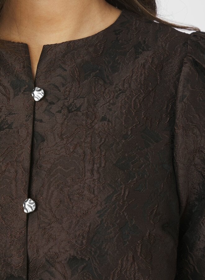 Neo Noir Top 166369 Aisa Brocade Blouse - 676 Dark Brown