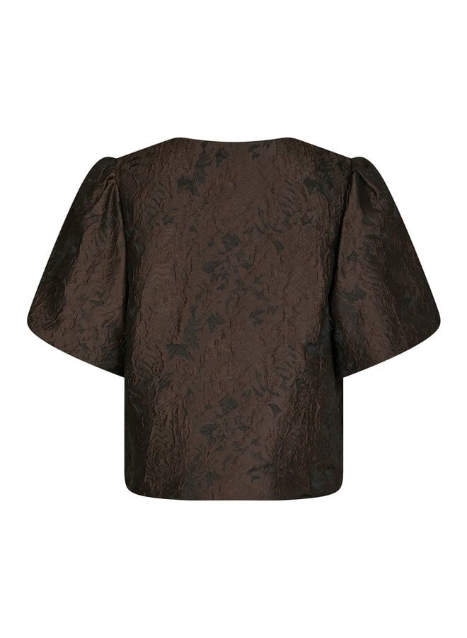Neo Noir Top 166369 Aisa Brocade Blouse - 676 Dark Brown