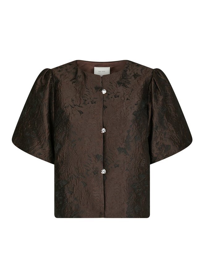 Neo Noir Top 166369 Aisa Brocade Blouse - 676 Dark Brown