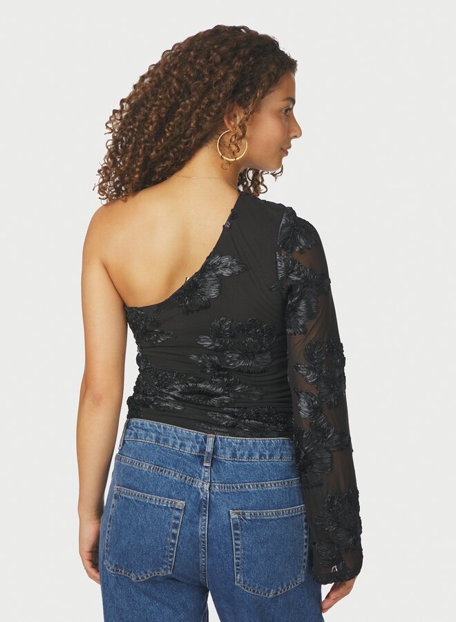 Neo Noir Top 167272 Friana Big Flower Meshe - 100 Black