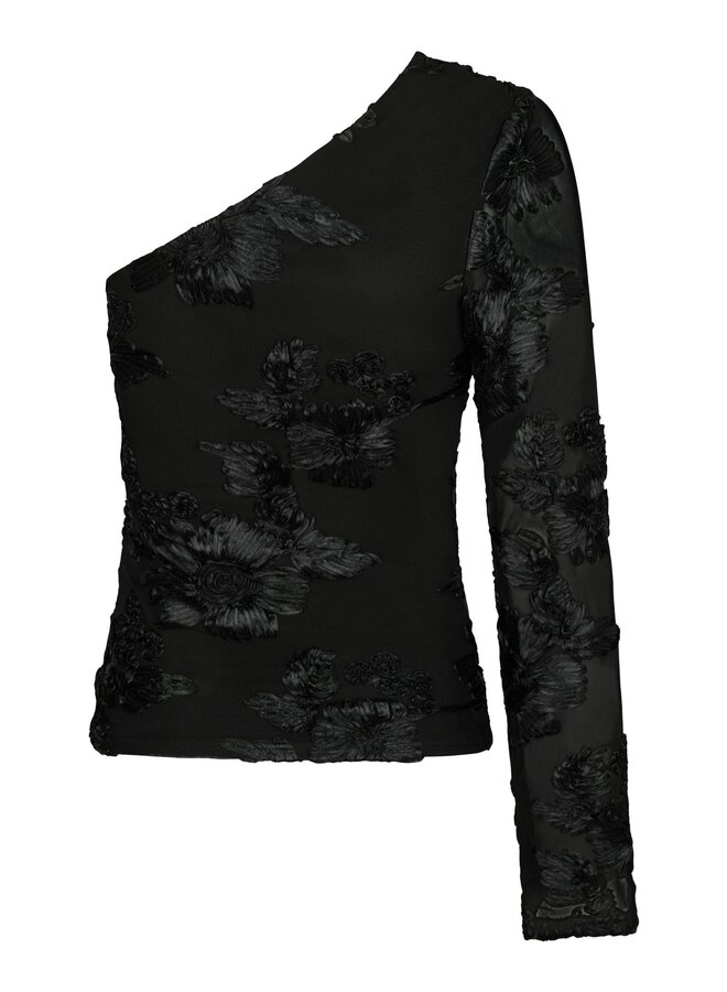 Neo Noir Top 167272 Friana Big Flower Meshe - 100 Black