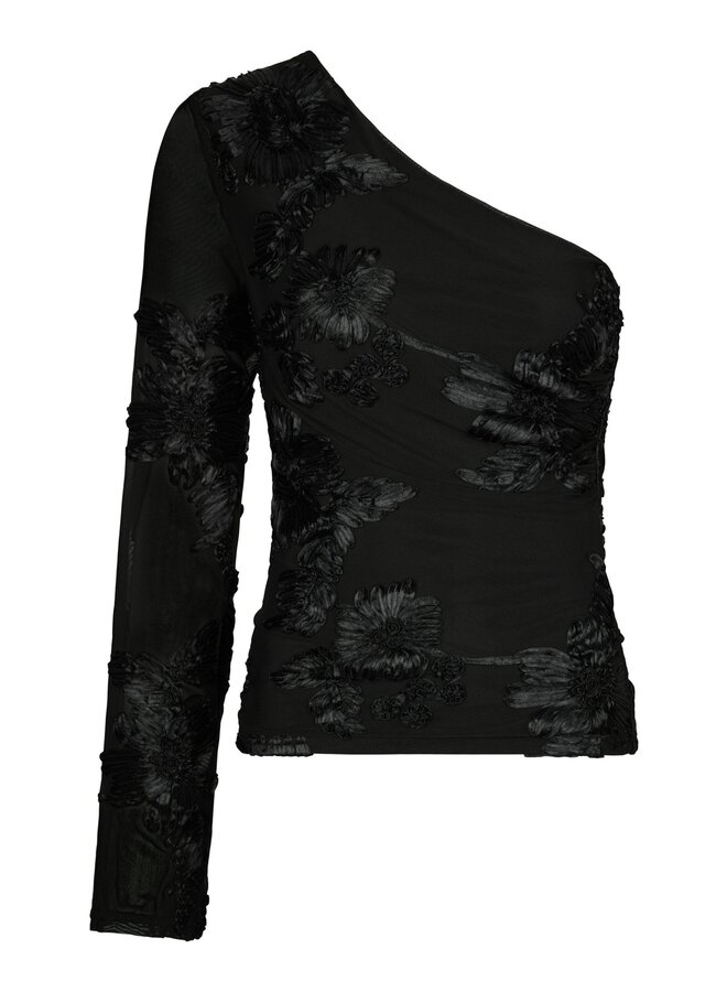 Neo Noir Top 167272 Friana Big Flower Meshe - 100 Black