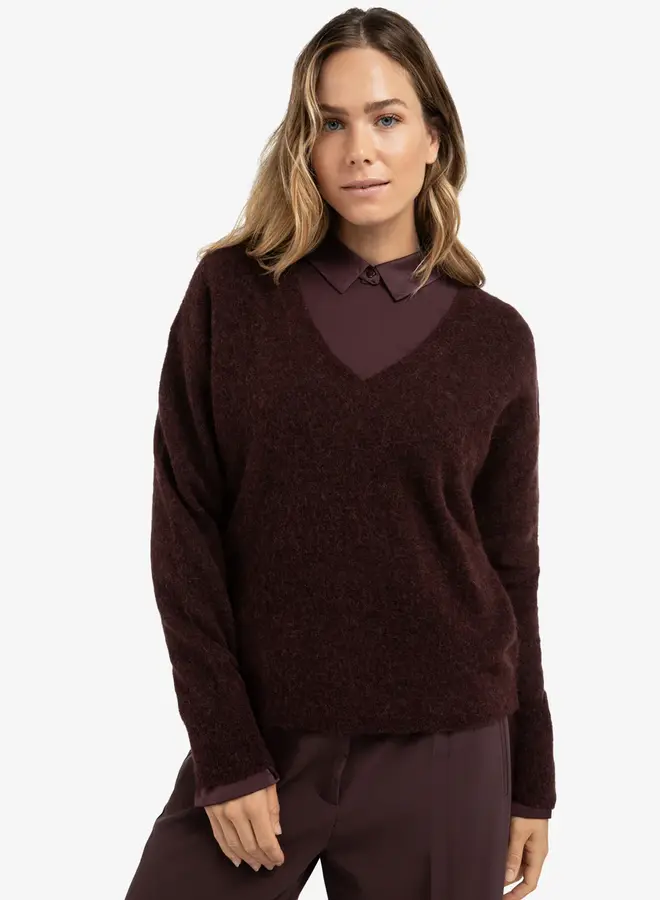 YAYA Zachte Trui Met V-Hals 01-000536-511 - 91619 Fudge Purple