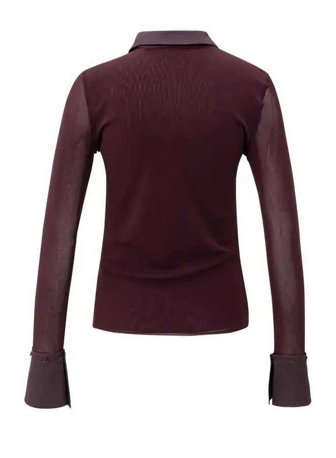 YAYA Mesh Top Met Kraag 01-709346-511 - 91619 Fudge Purple