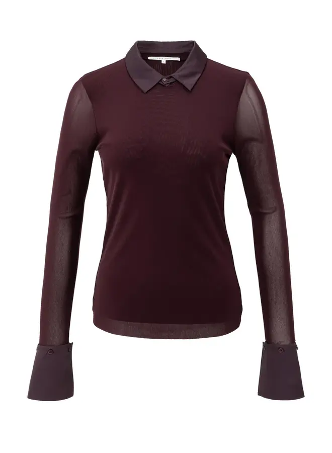 YAYA Mesh Top Met Kraag 01-709346-511 - 91619 Fudge Purple