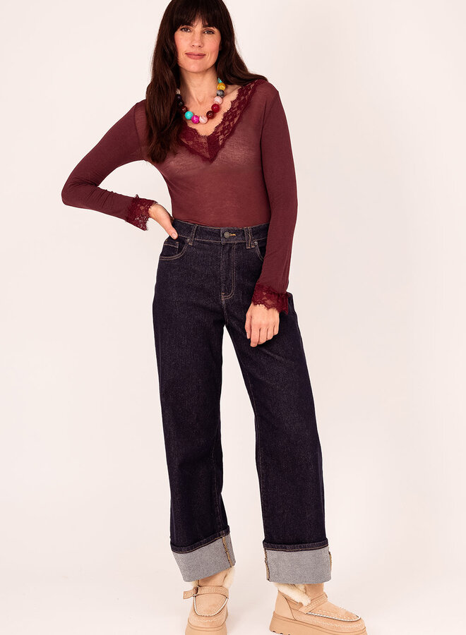 Turquoise By Daan Truitje Dun Gebreid 79061- Bordeaux