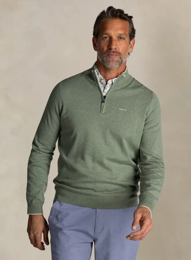 New Zealand Auckland Pullover Half Zip 25FN465 - 1781 City Army Melange