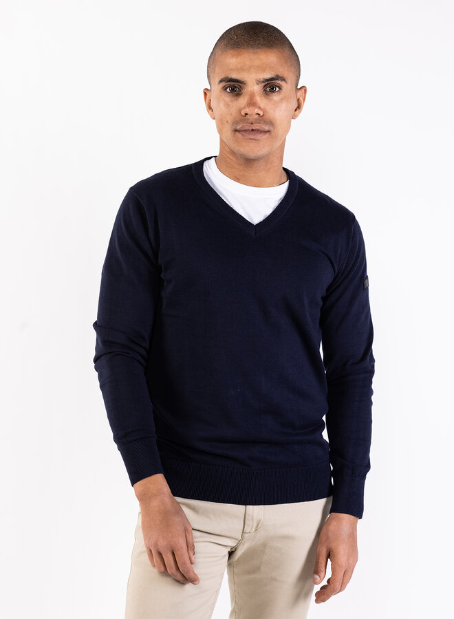 Presly & Sun V-hals Trui Pullover PS-Al Knitted - Navy