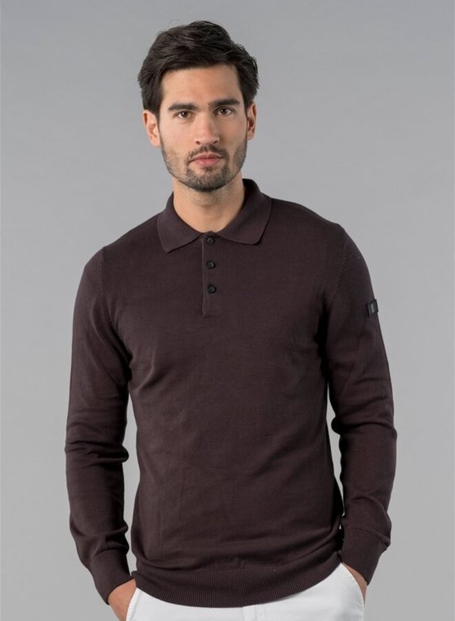 Brad long sleeve knitted polo - Asfalt