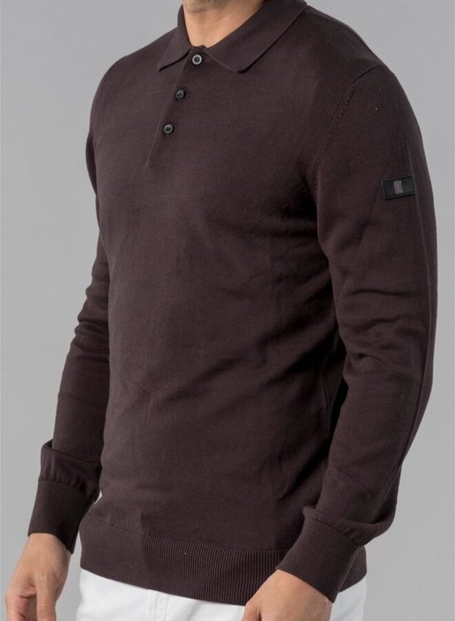 Presly & sun Brad long sleeve knitted polo - Asfalt