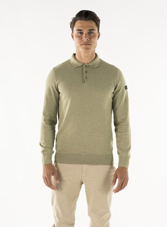 Brad Long Sleeve Knitted Polo - Wasabi