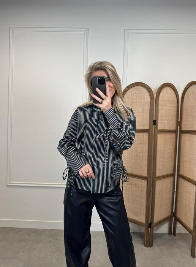 Blouse Gestreept 65755 - Zwart