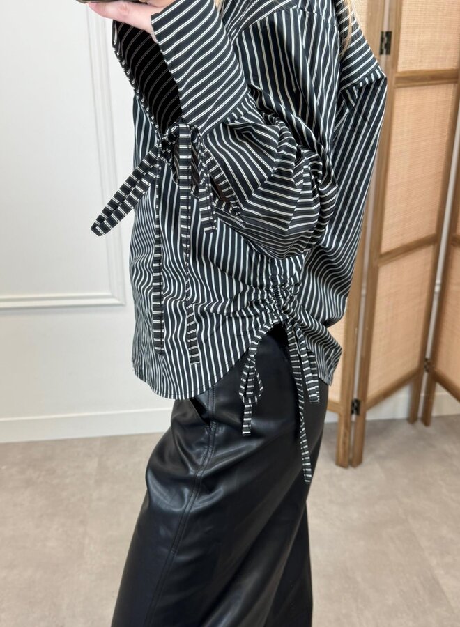 Ambika Blouse Gestreept 65755 - Zwart