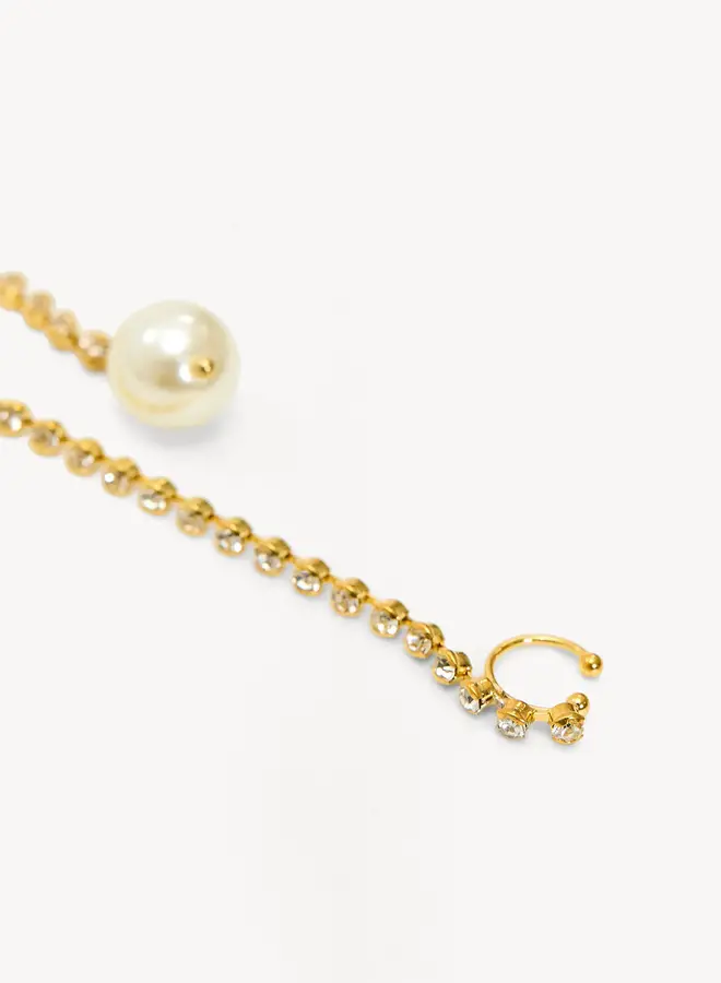 Loavies Oorbellen Parel & Earcuff - Sparkle & Shine - Gold