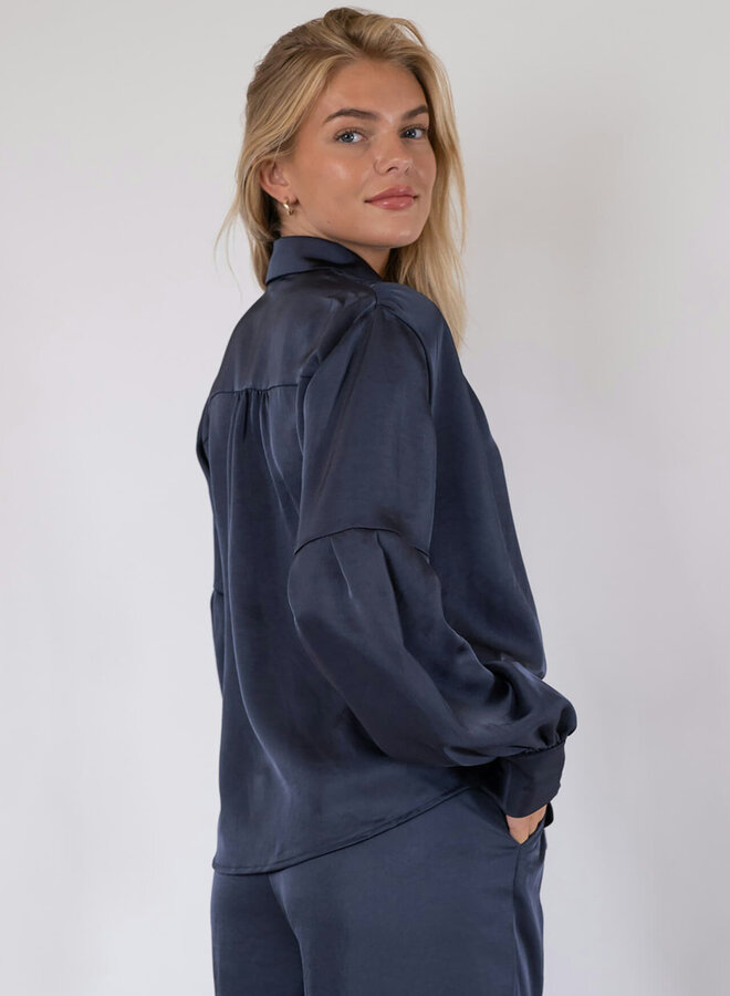 Neo Noir Blouse 160801 Naja Satin - 678 Midnight Blue