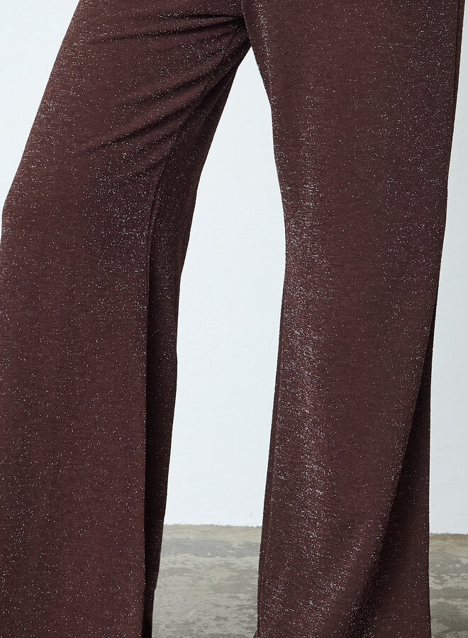 Sisters Point Glitter Broek 11005 GLUT-PA5 - 201 Chocolate/Silver