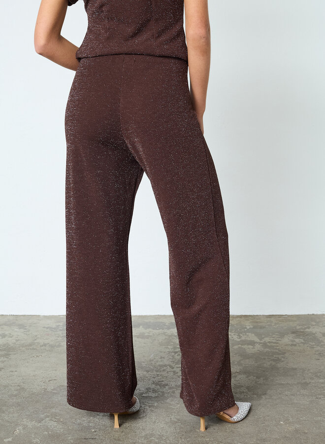 Sisters Point Glitter Broek 11005 GLUT-PA5 - 201 Chocolate/Silver