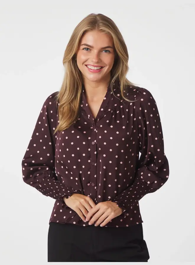 Neo Noir Blouse 167161 Camisa Dot - Burgundy