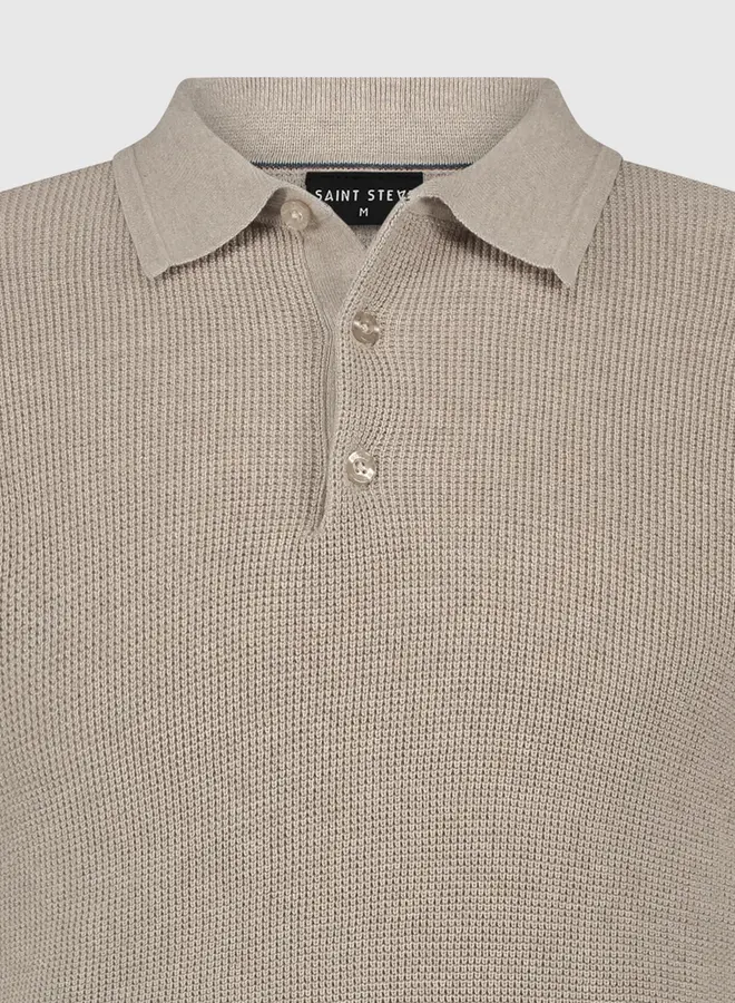Saint Steve Longsleeve Polo 230521 - 20006 Sand Melange