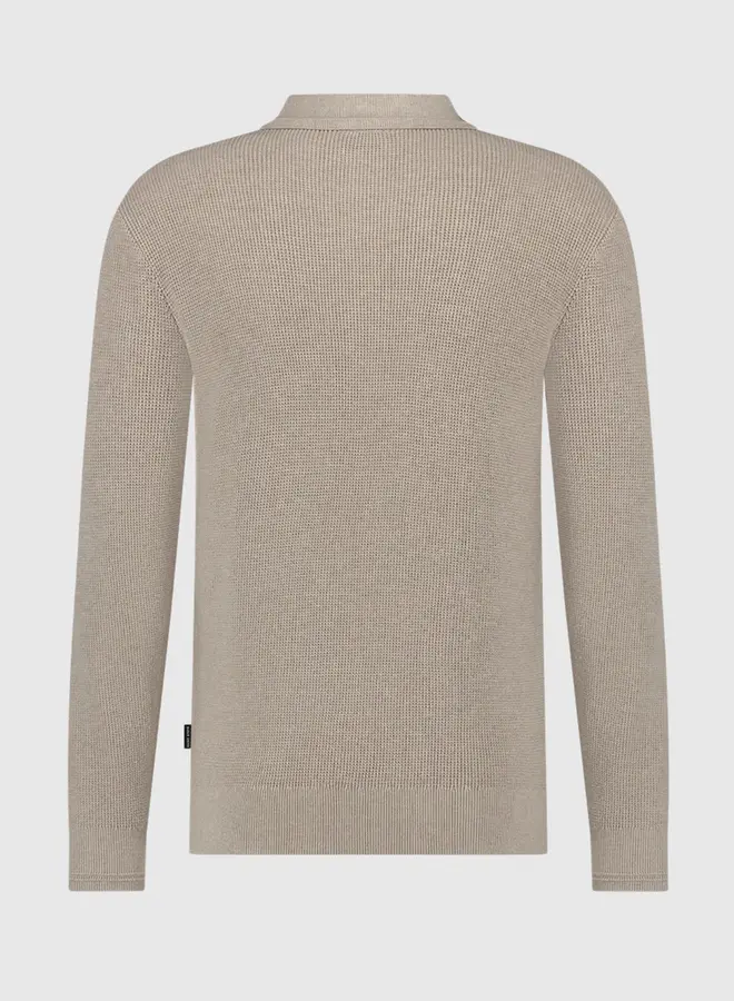 Saint Steve Longsleeve Polo 230521 - 20006 Sand Melange