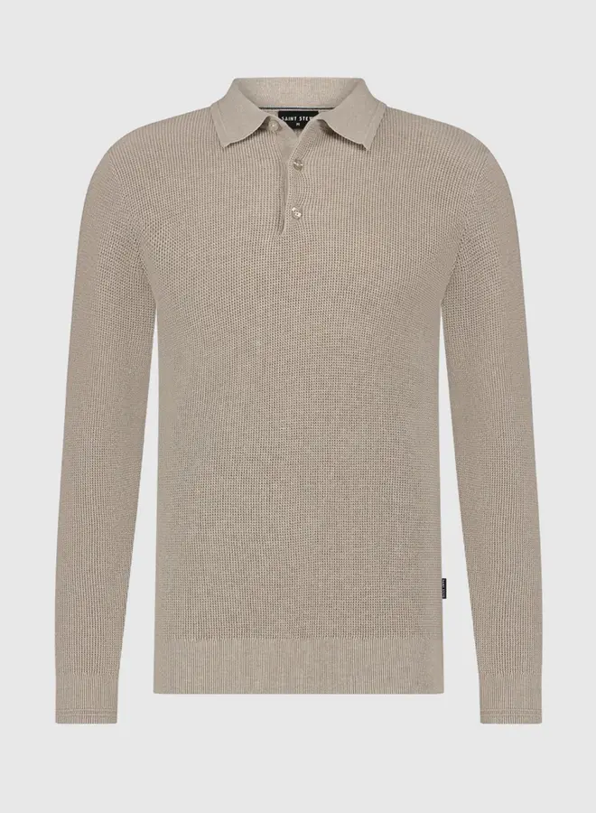 Saint Steve Longsleeve Polo 230521 - 20006 Sand Melange