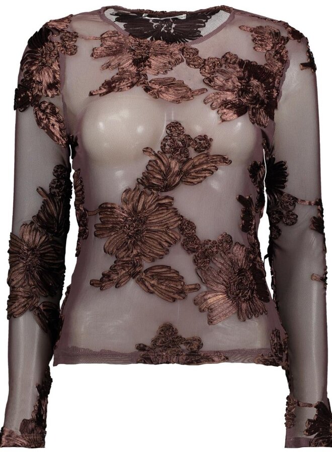 Sisters point Top Bloemdesign 19608 SIS-LS - 813 Brown/Brown