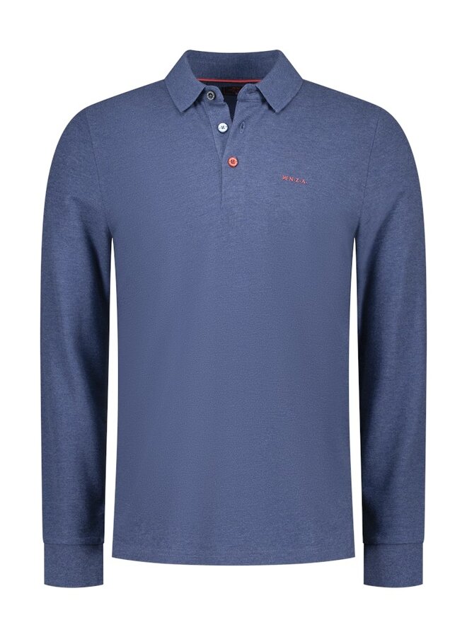 New Zealand Auckland Polo Longsleeve 25GN200 - 1685 Brilliant Blue Melange