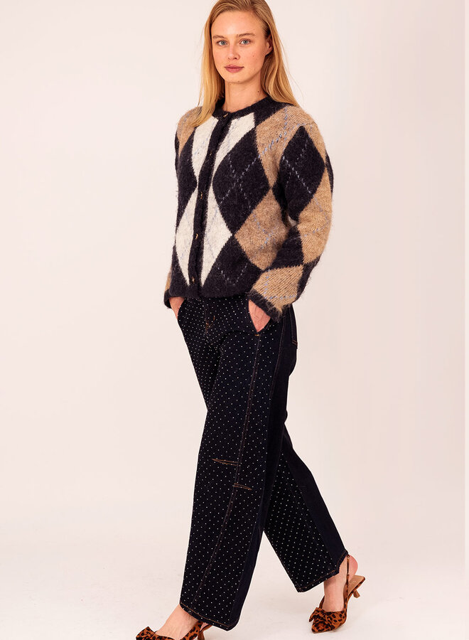 Geruit Vestje 65128 - Navy