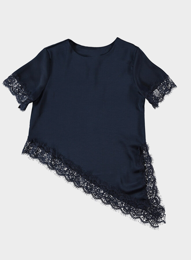 Turquoise By Daan T-shirt Asymmetrisch Kant 19663 - Zwart