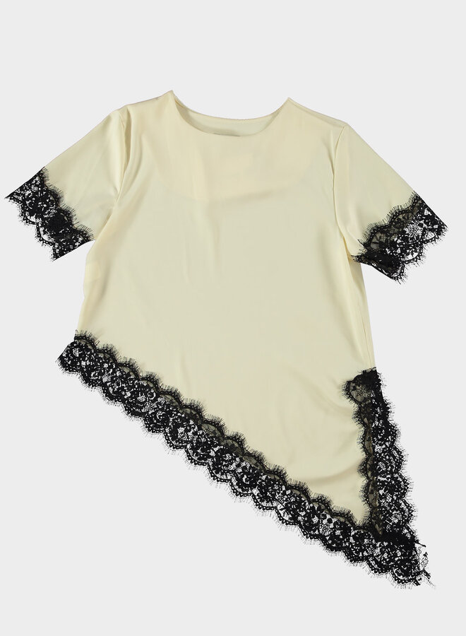 Turquoise By Daan T-shirt Asymmetrisch Kant 19663 - Zwart & Wit