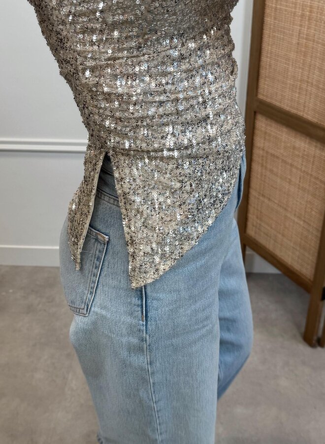 Greenfield Fashion Top - Beige Glitter