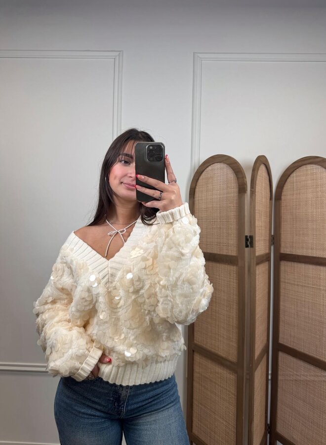 Greenfield Fashion Trui Pailletten - Beige