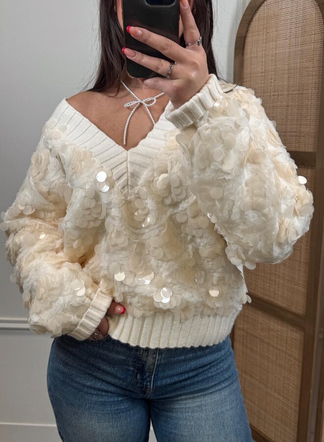 Greenfield Fashion Trui Pailletten - Beige