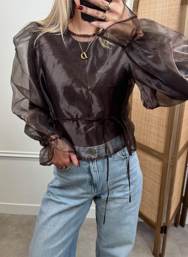 Greenfield Fashion Blouse Mesh - Dark Brown