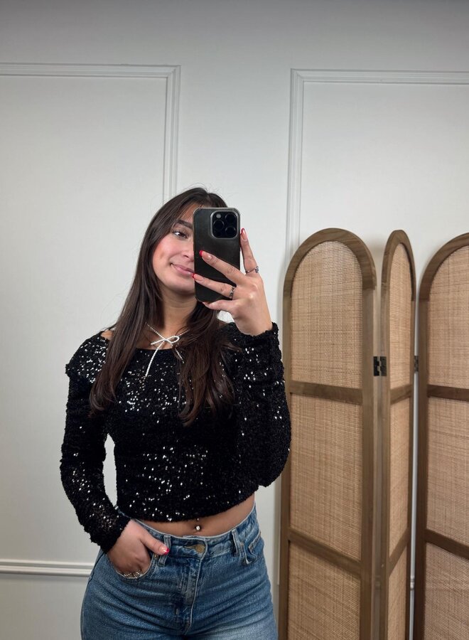 Pailletten Top - Black
