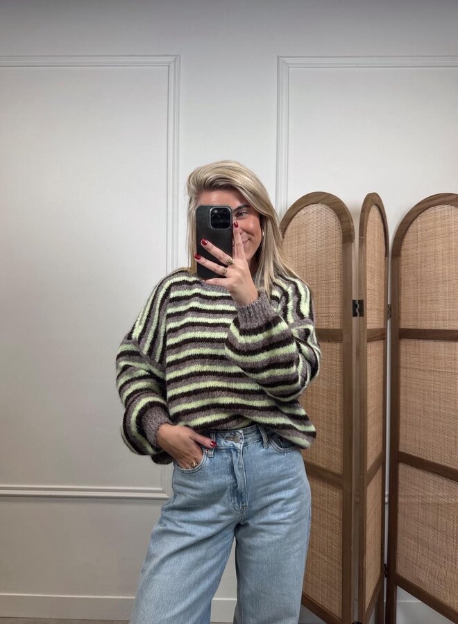 Trui Streep - Geel/Bruin