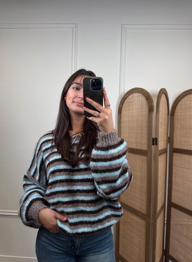 Trui Streep - Blauw/Bruin