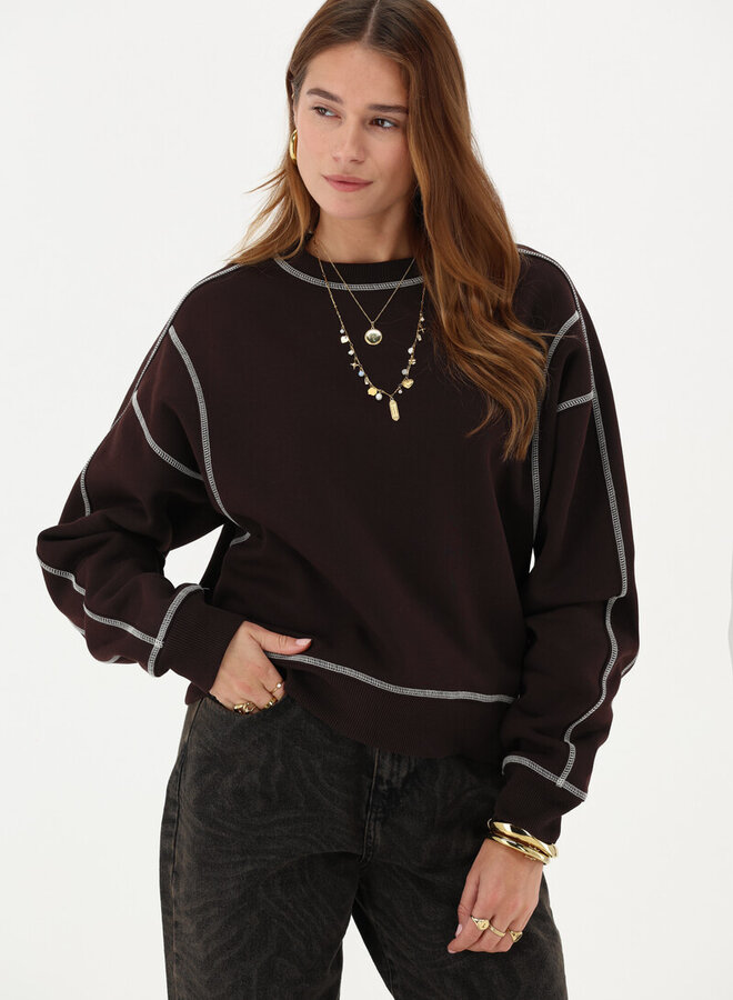 My Jewellery Sweater Contrasterende Stikses MJ15180-0100 - Bruin