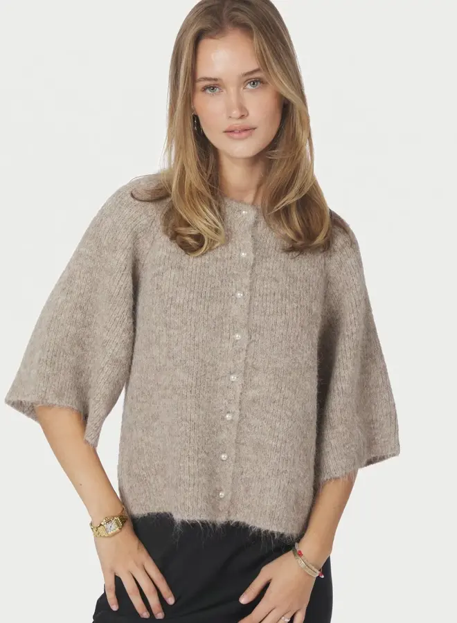 Neo Noir Vest 167529 Amaya Fluffy Knit Card - 976 Beige Melange