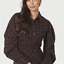 Neo Noir Blouse 167459 Neoella Check Shirt - 676 Dark Brown