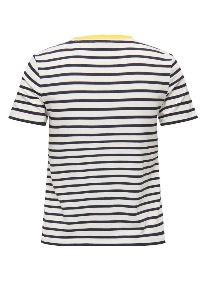 Only T-Shirt ONLHEART 15318959 - Cloud Dancer Stripes:NIGHT SKY/ LEMON